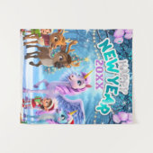  Unicorn & Reindeer Kids New Year  Party Backdrop Wandkleed (Voorkant (horizontaal))