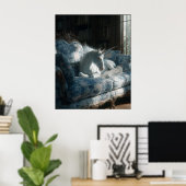 Unicorn Resting on Floral Sofa Poster (Thuiskantoor)