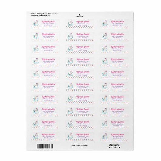 Unicorn Return Address Label (Full Sheet)