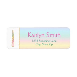 Unicorn Return Address Label Rainbow Unicorn Label