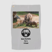 Unicorn Rhino Silhouette Monogram Golfhanddoek (Voorkant)