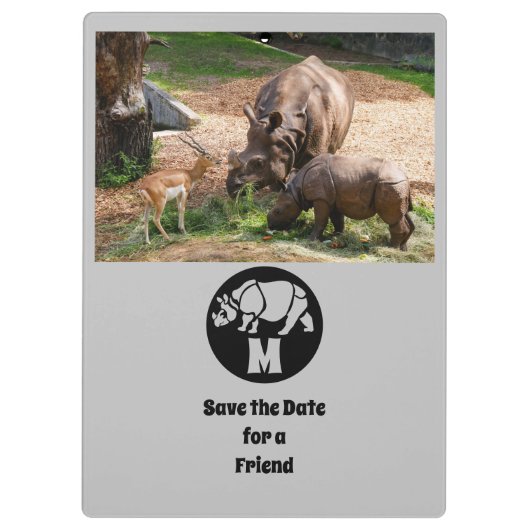 Unicorn Rhino Silhouette Monogram Klembord (Achterkant)