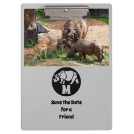 Unicorn Rhino Silhouette Monogram Klembord