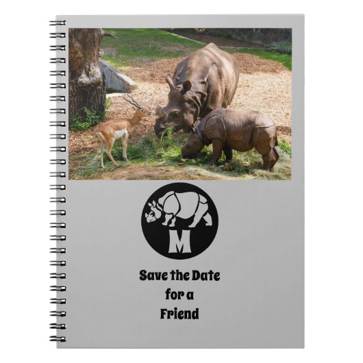 Unicorn Rhino Silhouette Monogram Notitieboek (Voorkant)