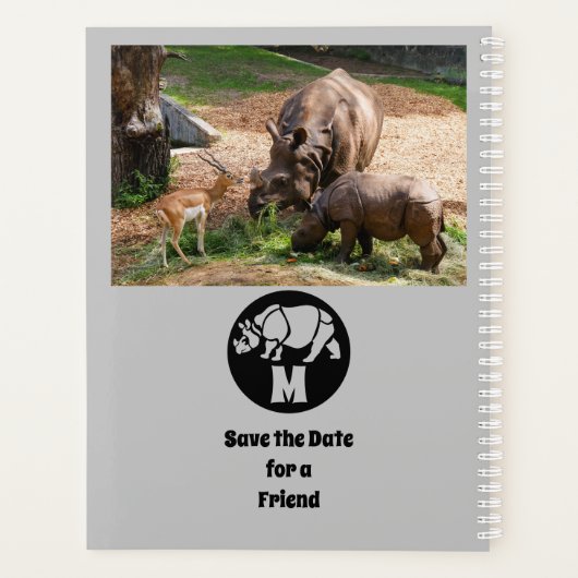 Unicorn Rhino Silhouette Monogram Planner (Achterkant)