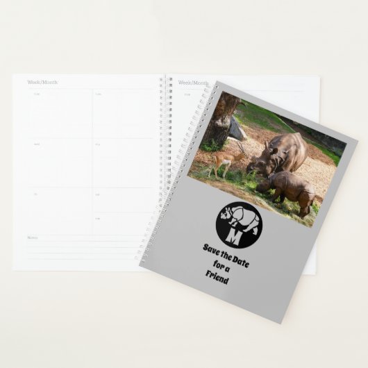 Unicorn Rhino Silhouette Monogram Planner (Display)