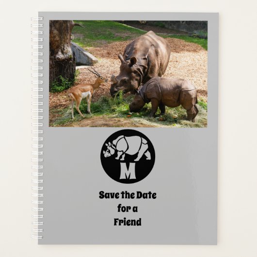 Unicorn Rhino Silhouette Monogram Planner (Voorkant)