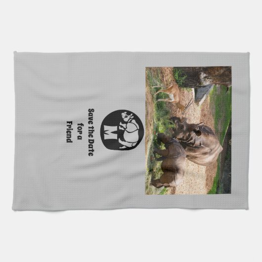 Unicorn Rhino Silhouette Monogram Theedoek (Horizontaal)