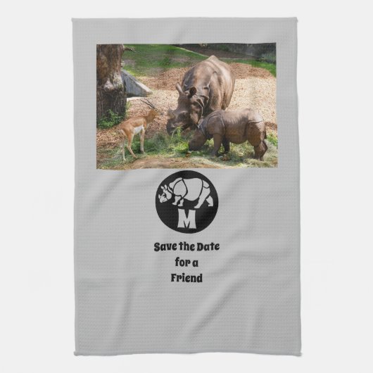 Unicorn Rhino Silhouette Monogram Theedoek (Verticaal)