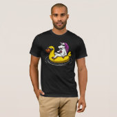 Unicorn Riding Bath Duck Float Funny Pool T-shirt (Voorkant volledig)