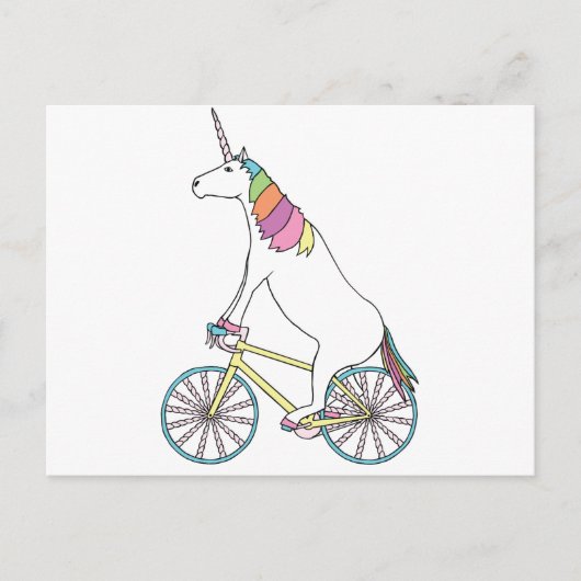 Unicorn Riding Bike W/Unicorn Horn Spoked Wheels Briefkaart (Voorkant)