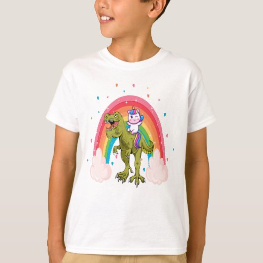 Unicorn Riding Dinosaur Boy T-shirt (Voorkant)