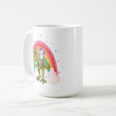 Unicorn Riding Dinosaur Coffee Mok (Voorkant links)
