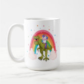Unicorn Riding Dinosaur Coffee Mok (Links)