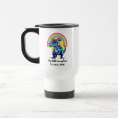 Unicorn Riding Dinosaur Rainbow Naam school Reisbeker (Links)