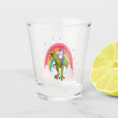 Unicorn Riding Dinosaur Shot Glas (Voorkant)
