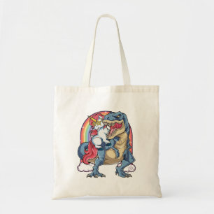 Unicorn Riding Dinosaur Tote Bag