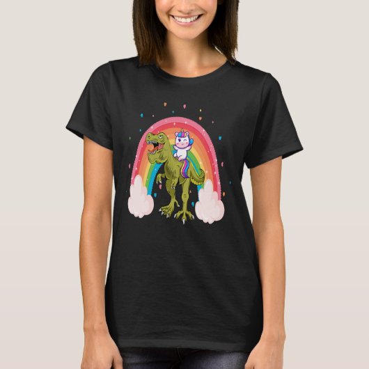 Unicorn Riding Dinosaur Women T-Shirt (Voorkant)