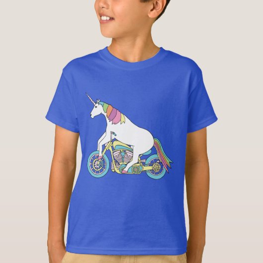 Unicorn Riding Motorcycle T-shirt (Voorkant)