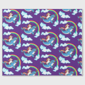 Unicorn Riding Narwhal Cadeaupapier (Vlak)