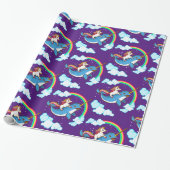 Unicorn Riding Narwhal Cadeaupapier (Uitgerold)