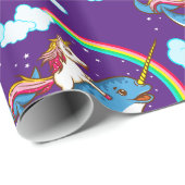 Unicorn Riding Narwhal Cadeaupapier (Rol Hoek)