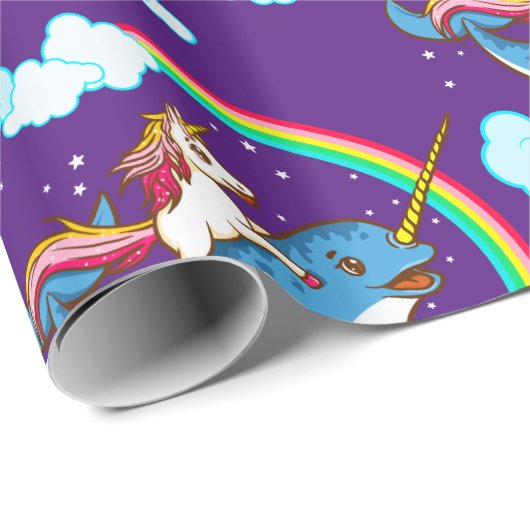 Unicorn Riding Narwhal Cadeaupapier (Rol Hoek)