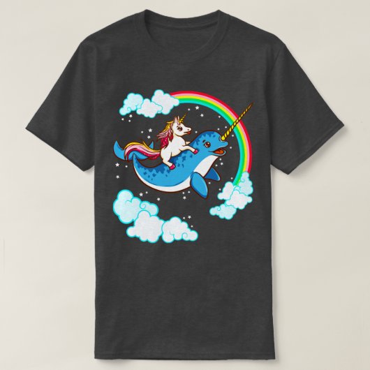 Unicorn Riding Narwhal Cute Magical T-shirt (Design voorkant)