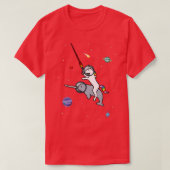 Unicorn Riding Narwhal in de ruimte T-shirt (Design voorkant)