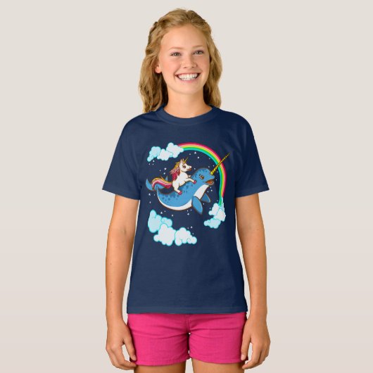 Unicorn Riding Narwhal T-shirt (Voorkant volledig)