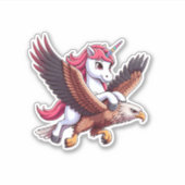 Unicorn Riding Red-tailed Hawk Boys Girls Men Wome Sticker (Voorkant)