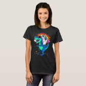 Unicorn Riding Rex Dinosaur Boys Girls Man T-shirt (Voorkant volledig)