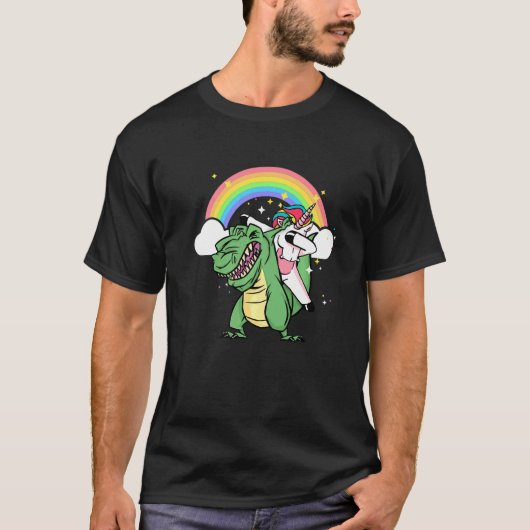 Unicorn Riding Rex Dinosaur Boys Girls Man T-shirt (Voorkant)