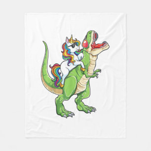 Unicorn Riding T rex Dinosaur Boys Girls Mannen Vr Fleece Deken