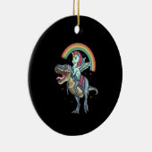 Unicorn Riding T rex Dinosaur Keramisch Ornament (Rechts)