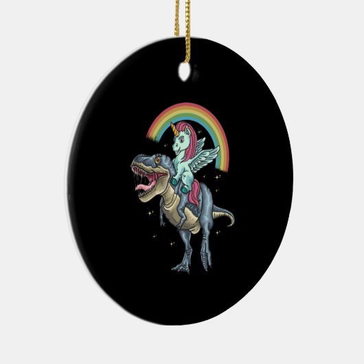Unicorn Riding T rex Dinosaur Keramisch Ornament (Rechts)