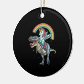 Unicorn Riding T rex Dinosaur Keramisch Ornament (Links)
