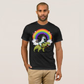 Unicorn Riding T-Rex Dinosaur Magische Regenboog T-shirt (Voorkant volledig)