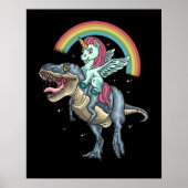 Unicorn Riding T rex Dinosaur Poster (Voorkant)