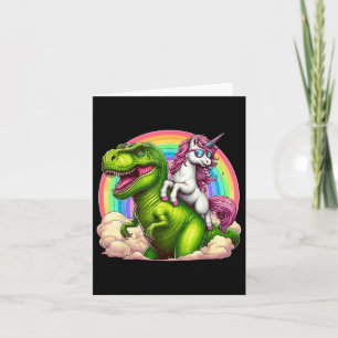 Unicorn Riding T-rex dinosaurus met regenboogfanta Kaart