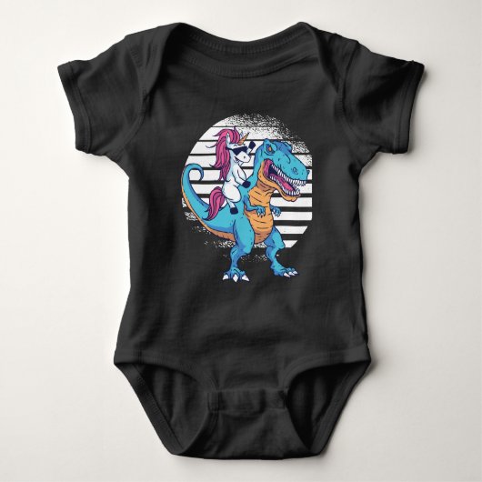 Unicorn Riding T-Rex Romper (Voorkant)