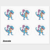 Unicorn Riding T-Rex Ronde Sticker (Vel)