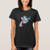 Unicorn Riding Trans Pride Shark Transgender Vinta T-shirt (Voorkant)