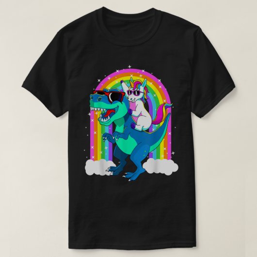 Unicorn Riding Trex Dinosaur Girls Boys Kinder Man T-shirt (Design voorkant)