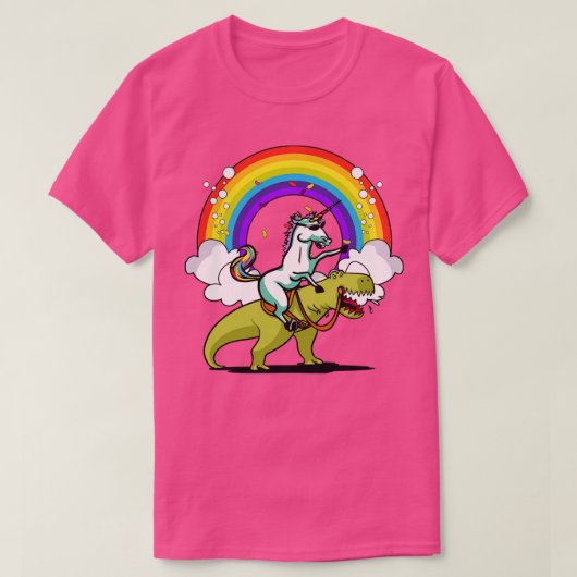 Unicorn Riding TRex Dinosaur Party T-shirt (Design voorkant)