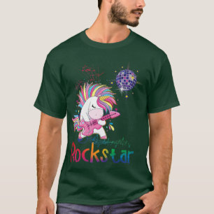 Unicorn Rock star Guitar Rockin Music Singer Rainb T-shirt
