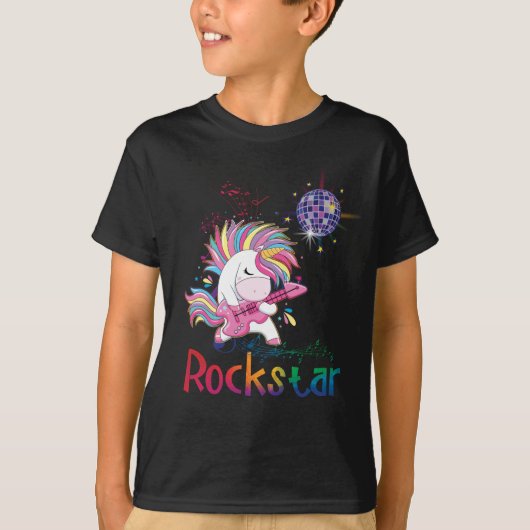 Unicorn Rock star Guitar Rockin' Music Singer T-shirt (Voorkant)