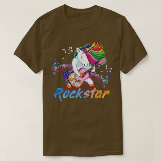 Unicorn Rock star Guitar Rockin' music singer  T-shirt (Design voorkant)