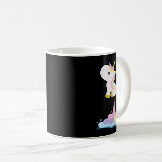 Unicorn Rocket Rainbow Clouds Koffiemok (Voorkant rechts)