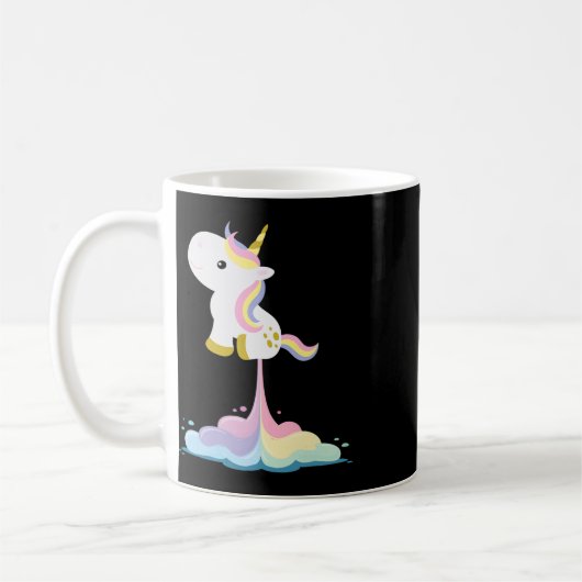 Unicorn Rocket Rainbow Clouds Koffiemok (Links)